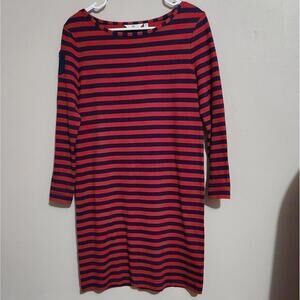 Vineyard Vines Women's Long Sleeve Striped T-Shirt Dress Red Blue